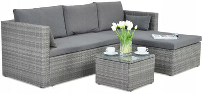 Loungesæt Lizbona Polyrattan Grå