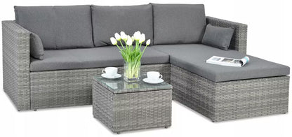 Loungesæt Lizbona Polyrattan Grå