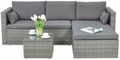 Loungesæt Lizbona Polyrattan Grå