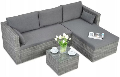 Loungesæt Lizbona Polyrattan Grå