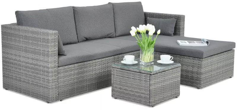 Loungesæt Lizbona Polyrattan Grå