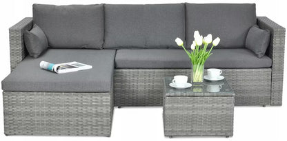 Loungesæt Lizbona Polyrattan Grå
