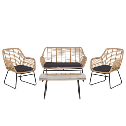 Loungesæt Minori 4 Personer Polyratan Beige