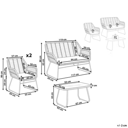 Loungesæt Minori 4 Personer Polyratan Beige