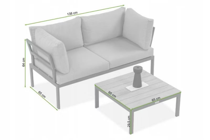 Loungesæt Modulopbygget JAVA Grå med Bord