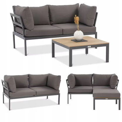 Loungesæt Modulopbygget Sofa og Bord Mørkegrå