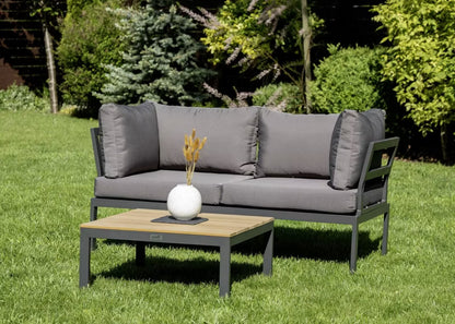 Loungesæt Modulopbygget Sofa og Bord Mørkegrå