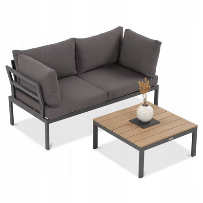 Loungesæt Modulopbygget Sofa og Bord Mørkegrå