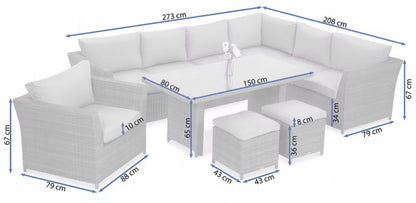 Loungesæt MONIZ DINING PLUS 273x208 cm Beige