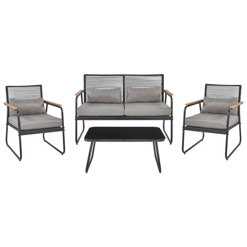 Loungesæt Pomonte 4 Personer Sort Stål
