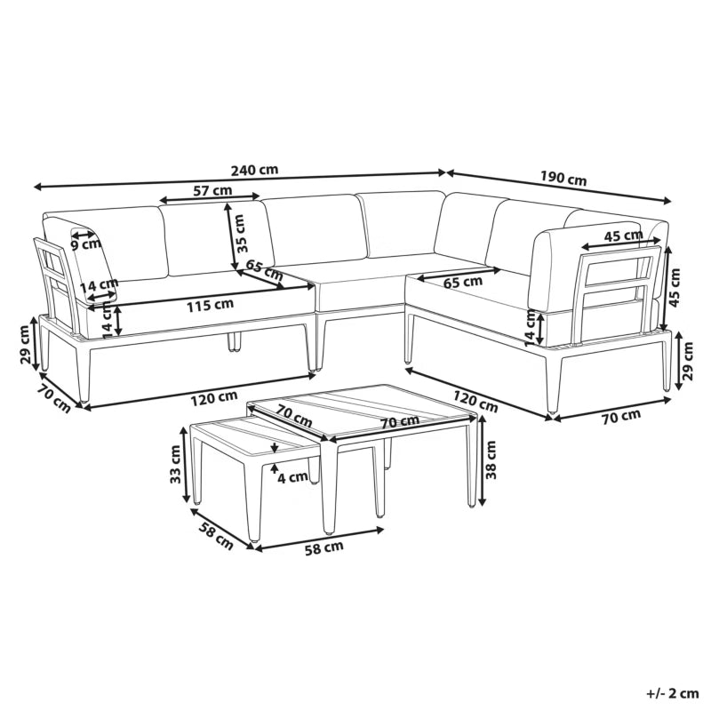 Loungesæt RIMA III 6 Personer Beige Aluminium