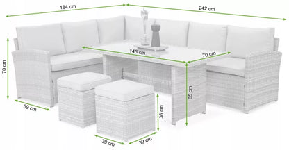 Loungesæt Salo 220x220 cm Beige Poly简rattan med Bord