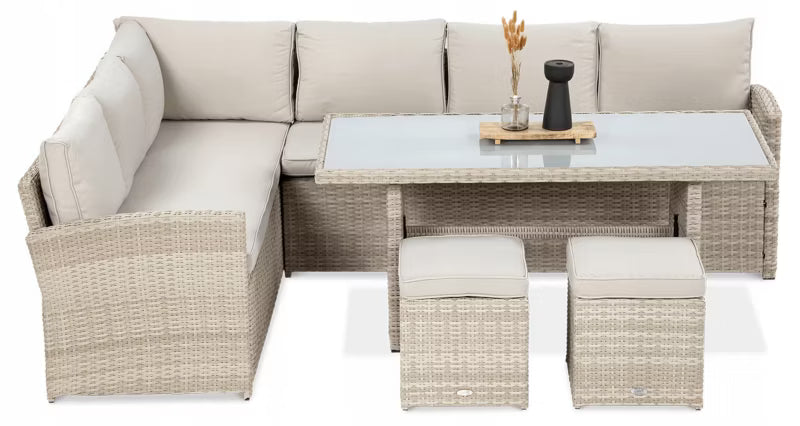 Loungesæt Salo 220x220 cm Beige Poly简rattan med Bord