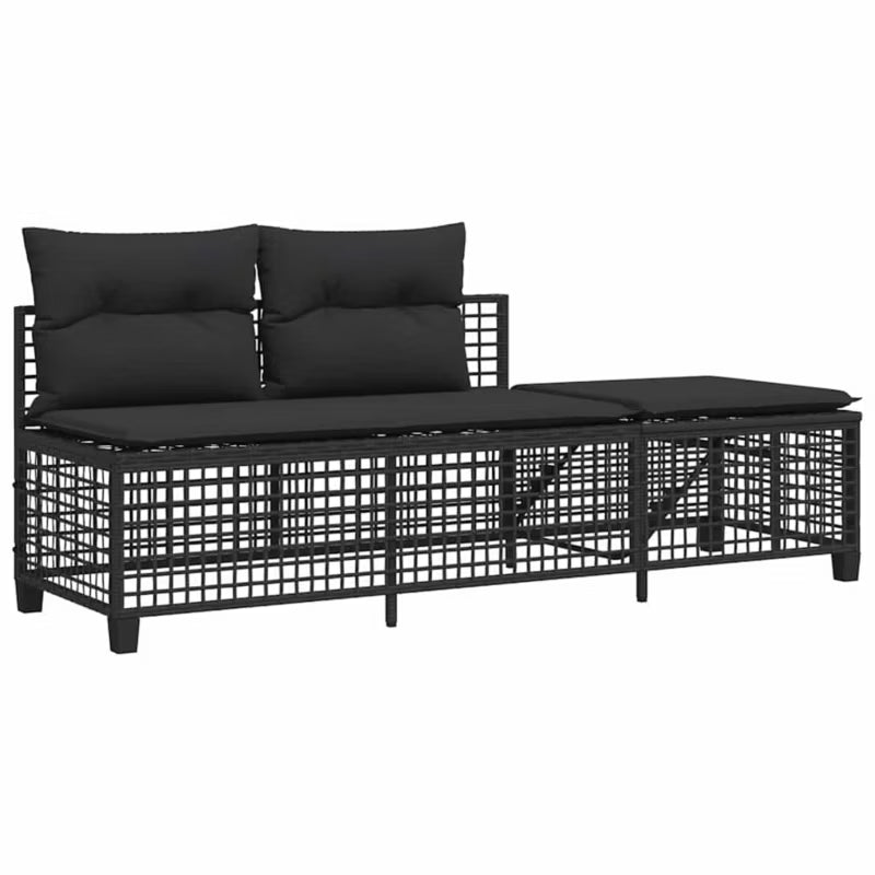 Loungesæt Havemøbler 6 Personer Sort Polyrattan