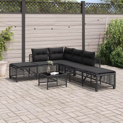 Loungesæt Havemøbler 6 Personer Sort Polyrattan