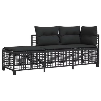 Loungesæt Havemøbler 6 Personer Sort Polyrattan