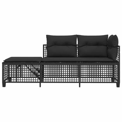 Loungesæt Havemøbler 6 Personer Sort Polyrattan