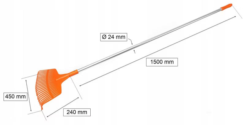 Løvrive 23 Tænder 45 cm Orange med Skaft