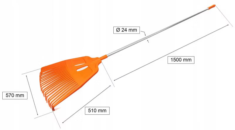 Løvrive 27 Tænder 57 cm med Skaft Orange