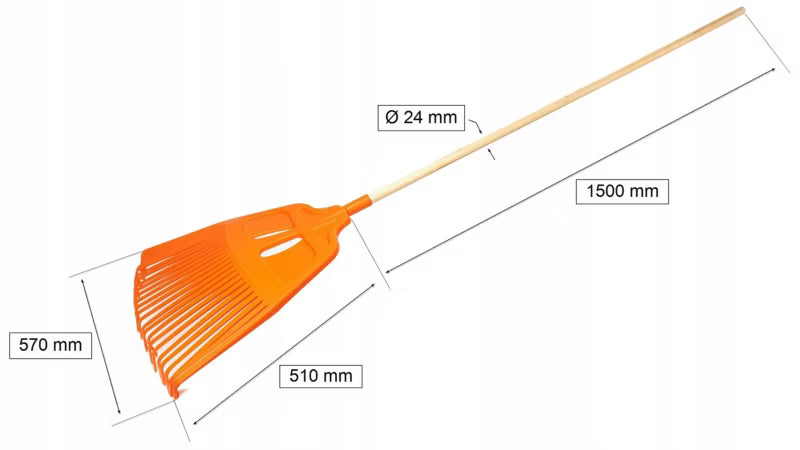 Løvrive 27 Tænder 57 cm med Skaft Orange
