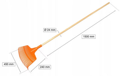 Løvrive 45 cm 23 Tænder Orange med Skaft