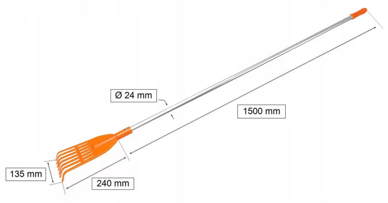 Løvrive 7 Tænder 13,5 cm Orange med Skaft
