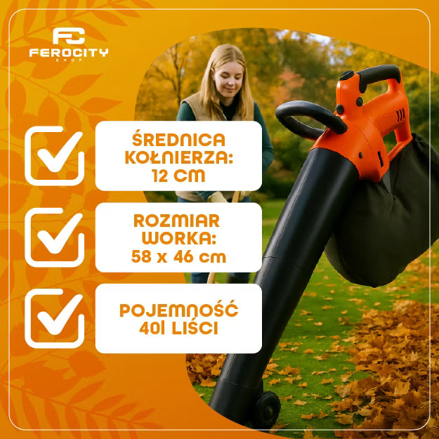 Løvsugerpose 40 Liter Ø12 cm Sort