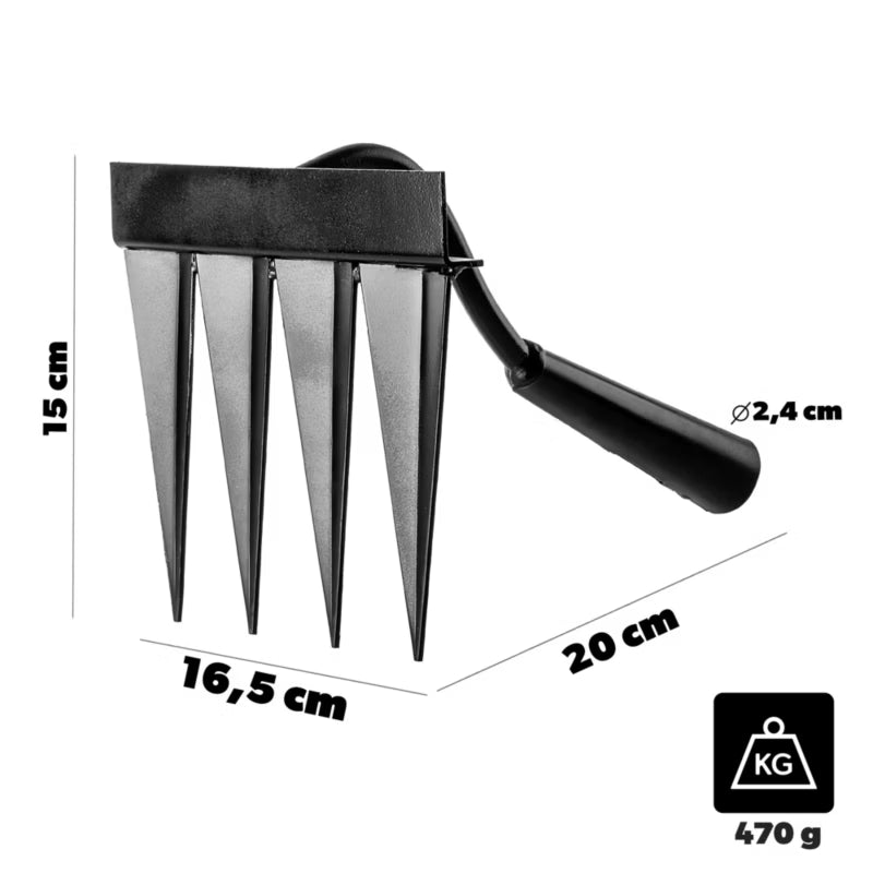 Lugehakke Fontelo 4 Tænder 20x16,5 cm Sort Stål