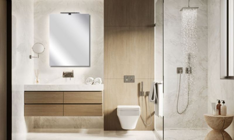 LED-spejl Amber 50 x 70 cm med indbygget 30 cm belysning