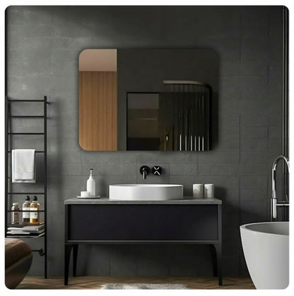 Baderumsspejl 100x70 cm Afrundede Hjørner Uden Ramme | 5905489335542