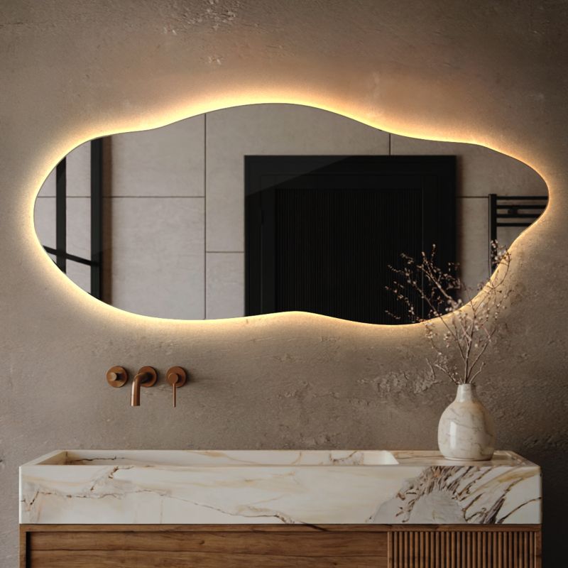 Asymmetrisk LED-spejl 45x100 cm Varmt Lys 1 stk.