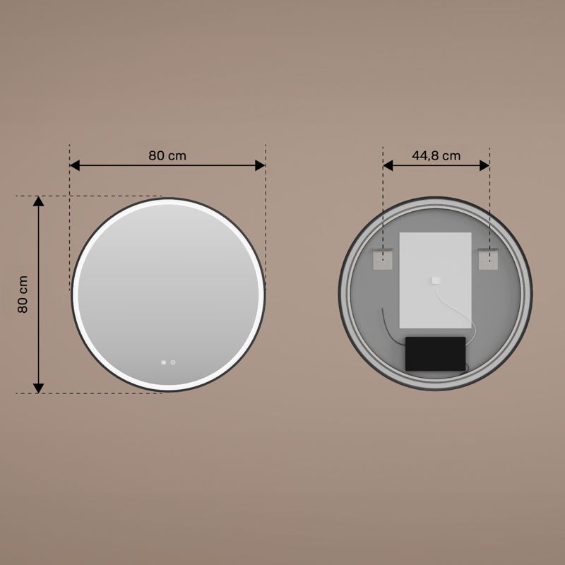 Rundt LED Badeværelsesspejl 80 cm Børstet Sølv Antidug Touch