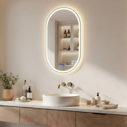 Ovalt LED Badeværelsesspejl 50x80 cm Børstet Sølv Antidug Touch