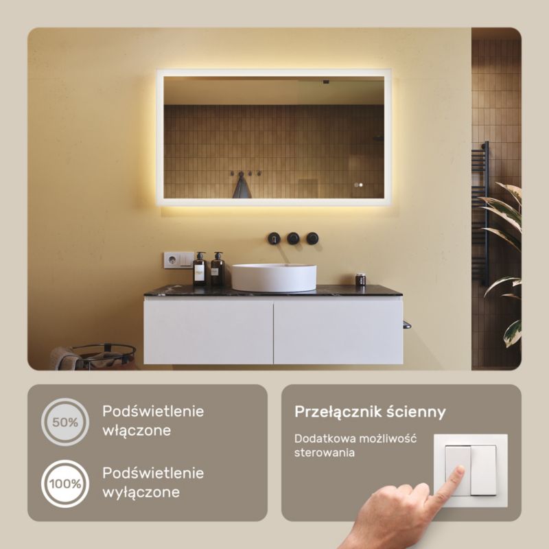 LED Badeværelsesspejl Rektangulært 120x70 cm Antidug Berøringsfølsomt