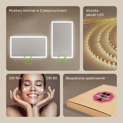 LED Badeværelsesspejl Rektangulært 120x70 cm Antidug Berøringsfølsomt