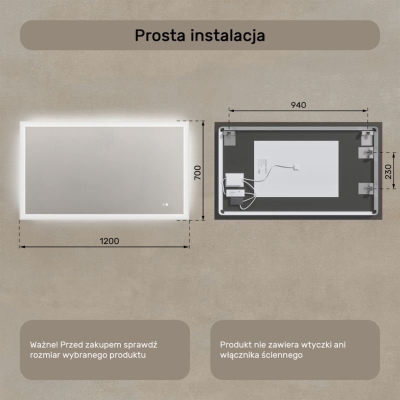 LED Badeværelsesspejl Rektangulært 120x70 cm Antidug Berøringsfølsomt