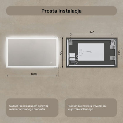 LED Badeværelsesspejl Rektangulært 120x70 cm Antidug Berøringsfølsomt