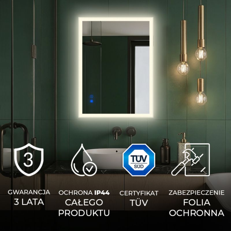 LED Badeværelsesspejl Rektangulært 80x60 cm Antidug Berøringsfølsomt