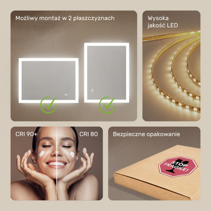 LED Badeværelsesspejl Rektangulært 80x60 cm Antidug Berøringsfølsomt