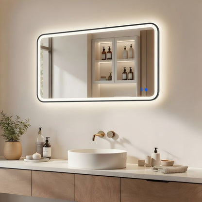 LED Badeværelsesspejl Rektangulært 120x70 cm Sort Mat Antidug Berøringsfølsomt
