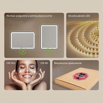 LED Badeværelsesspejl Rektangulært 120x70 cm Sort Mat Antidug Berøringsfølsomt