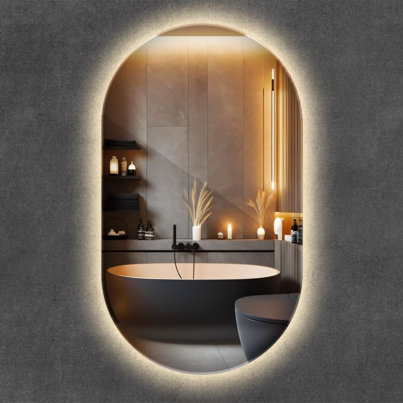 Ovalt LED Badeværelsesspejl 40 x 70 cm Varmt Lys