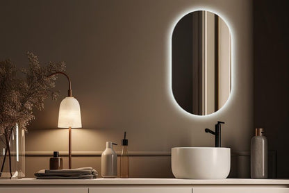 Ovalt LED Badeværelsesspejl 40 x 70 cm Koldt Lys Væghængt