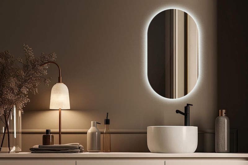 Ovalt LED Badeværelsesspejl 40 x 70 cm Koldt Lys Væghængt