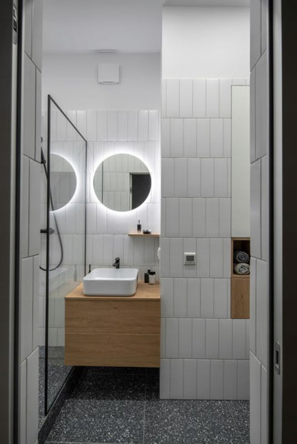 Rundt LED Badeværelsesspejl 80 cm med 3 Lysfarver | 5901315462826