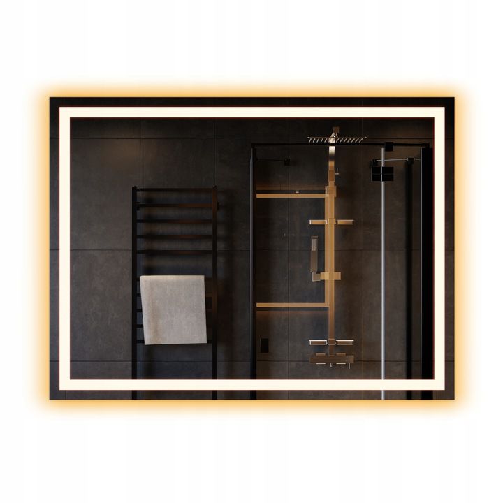 LED Spejl Rektangulært 80x60 cm med 3 Lysfarver