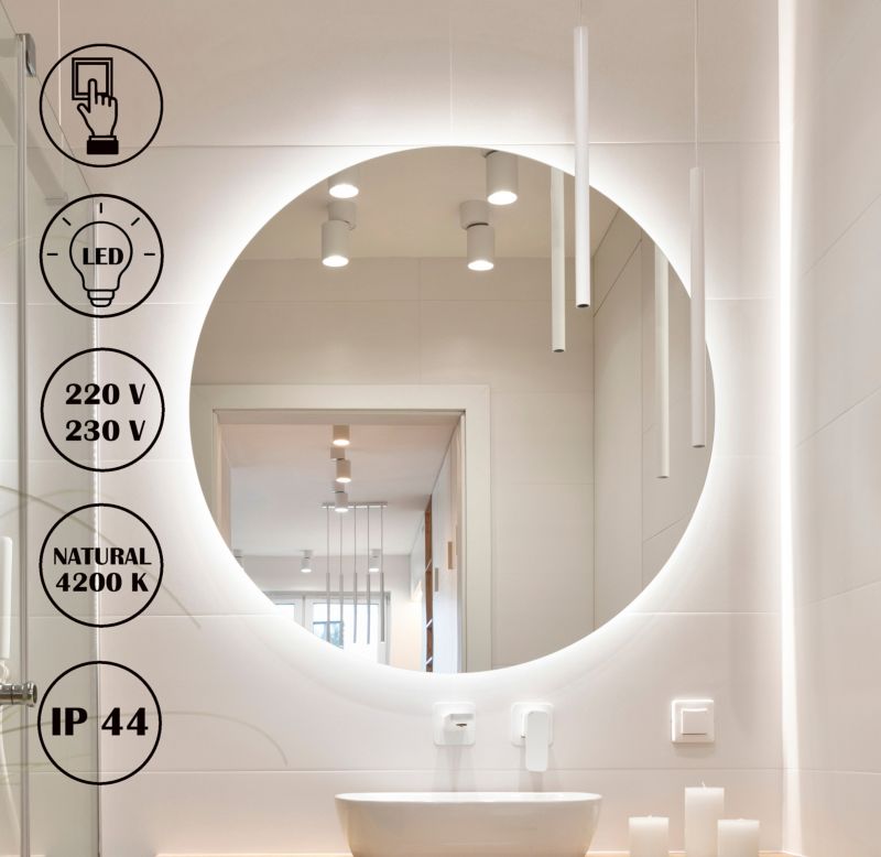 Rundt LED Badeværelsesspejl Vetro 80 cm Neutral 4200K IP44 | 5903886113534