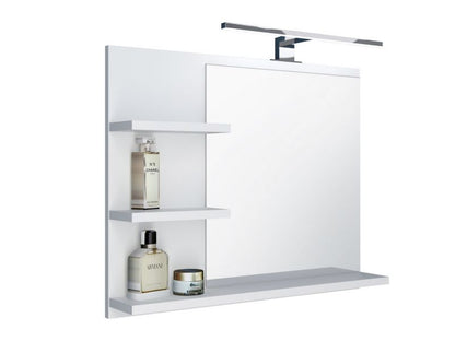 Badeværelsesspejl med LED-belysning og Hylder 60 x 50 x 12 cm Hvid