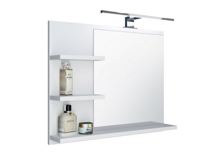 Badeværelsesspejl med LED-belysning og Hylder 60 x 50 x 12 cm Hvid