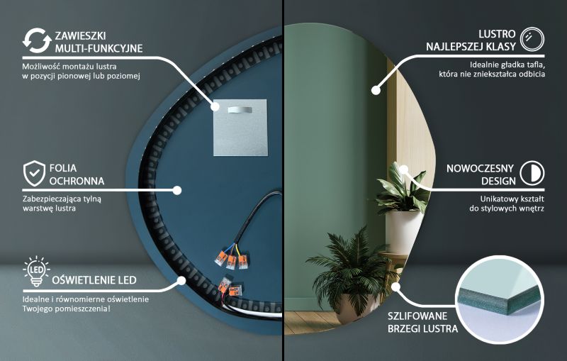 Dekorativt LED-spejl Tulup 77x77 cm med naturlig belysning, 1 stk.